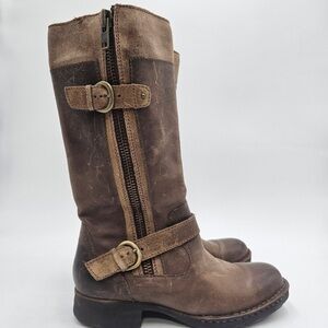 Born Distressed Brown Leather Combat Boots